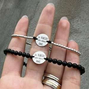 Set Bănuț 12 mm Bile argint si onix