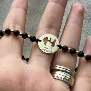 Brățara  banut 15mm cu bile onix și bile