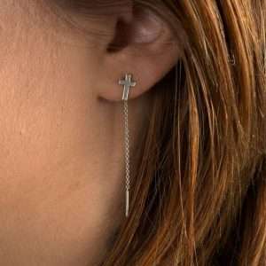 Cercei cu lanț ,cruce sudată