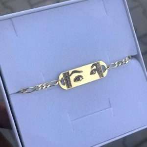 Brățară tăblița cu fotografia ochilor și lanț gros