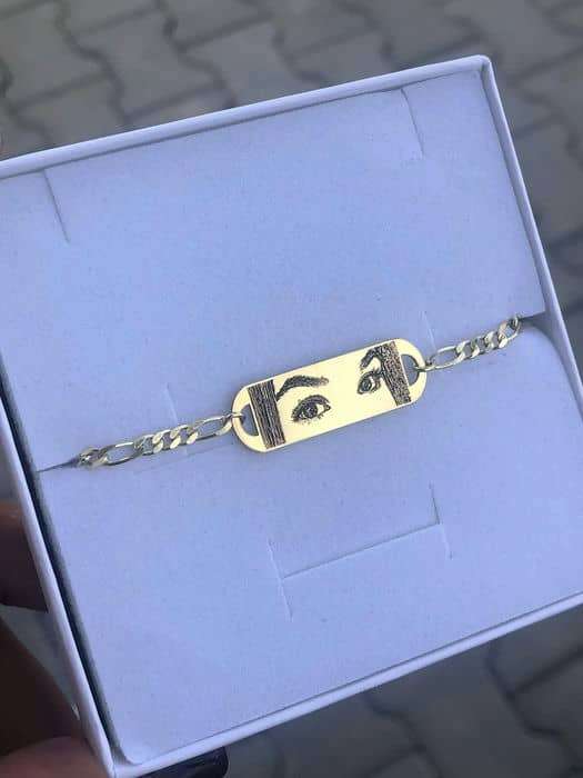 Brățară tăblița cu fotografia ochilor și lanț gros