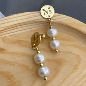 Cercei bănuț 9 mm cu tija , perle de cultură